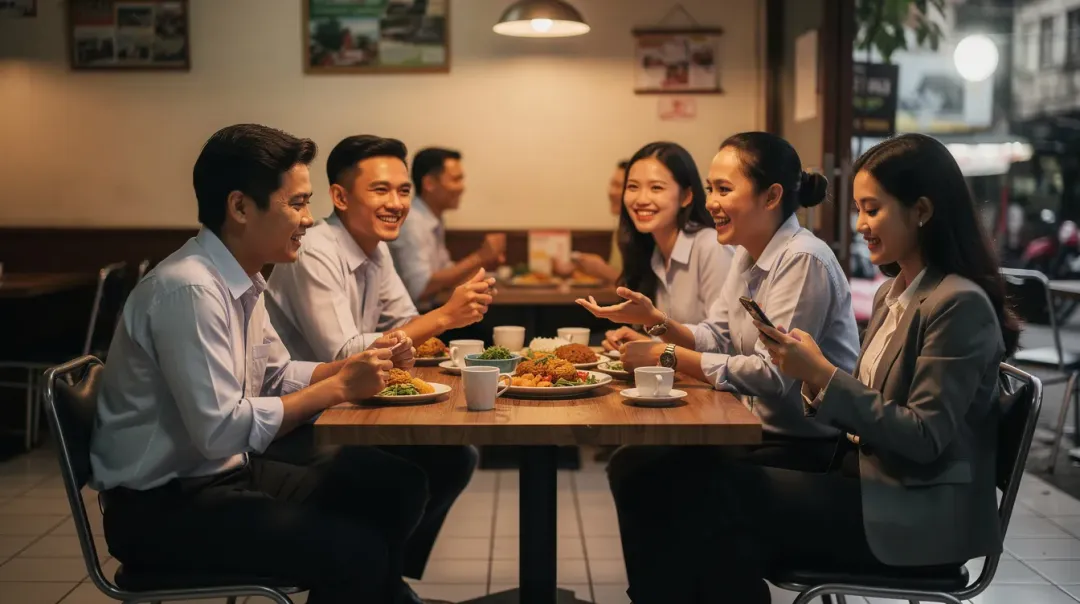Seseorang sedang mengecek anggaran di layar ponsel pintar