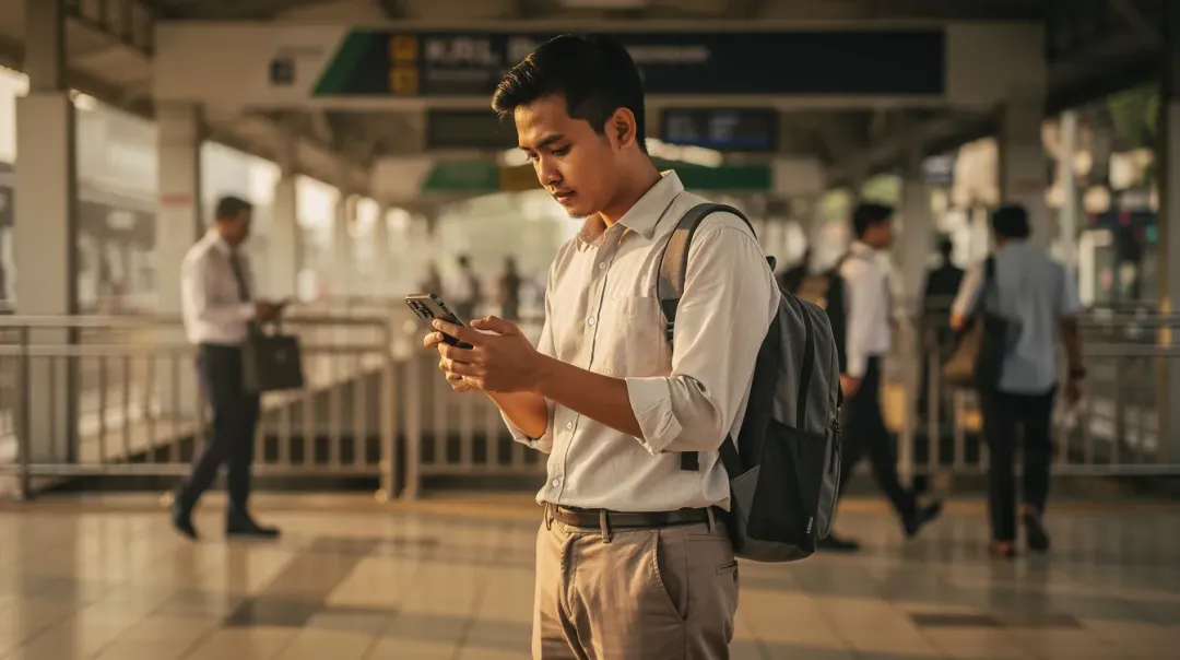 Tangan memegang kartu kredit di depan laptop saat berbelanja