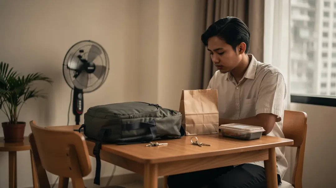 Menganalisis mutasi rekening di layar laptop
