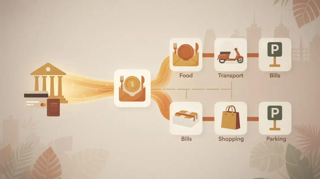 Ilustrasi pengguna memindai kode QRIS di kasir minimarket